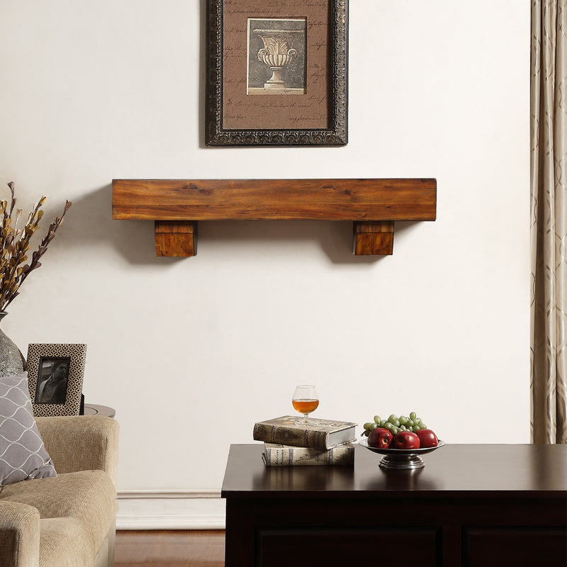Duluth Forge 48in. Fireplace Shelf Mantel With Corbel Option Included - Brown Finish - Model