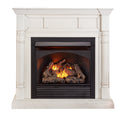 ProCom Full Size Dual Fuel Ventless Gas Fireplace With Mantel - 32,000 BTU, Remote Control, Antique White Finish - Model