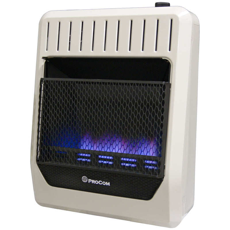 ProCom Heating Propane Gas Vent Free Blue Flame Gas Space Heater - 20,000 BTU, T-Stat Control - Model
